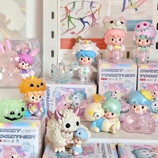 【ของแท้】POPMART Sweet Bean × INSTINCTOY ชุดกล่องสุ่ม ตุ๊กตาฟิกเกอร์ 12 แบบ