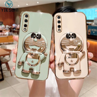 เคสโทรศัพท์มือถือ ซิลิโคนนุ่ม ลายการ์ตูนโดราเอมอน พร้อมขาตั้งพับได้ สําหรับ Samsung Galaxy A10S A10 M10 A20 A30 A50 A50S A30S A70 A70S A7 2018 A750