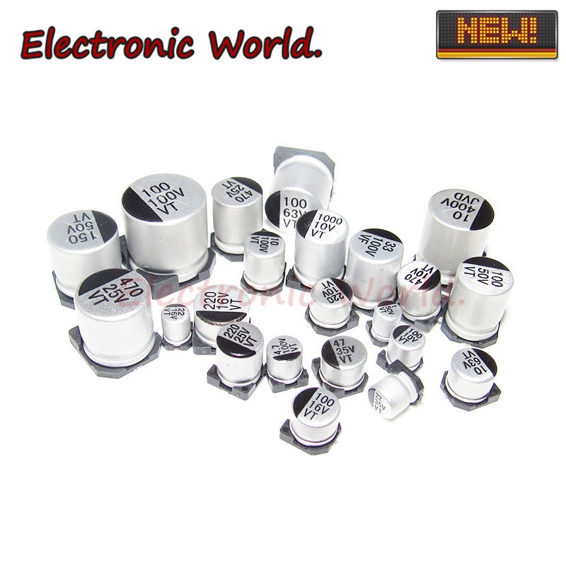 ตัวเก็บประจุอลูมิเนียมไฟฟ้า 16V 25V 35V 50V 100V 4.7 UF 10UF 22UF 33UF