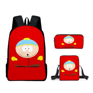 South PARK กระเป๋าเป้สะพายหลัง กระเป๋านักเรียน กระเป๋าดินสอ ขนาดเล็ก สําหรับเด็กผู้ชาย และเด็กผู้หญิง 3 ชิ้น