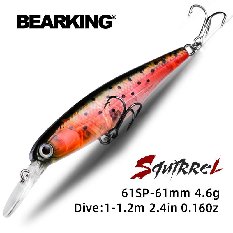 BEARKING รุ่นร้อน ขนาด 61 มม., น้ำหนักรวม 4.6 กรัม เหยื่อปลอมแบบ crankbait สไตล์มินโนว์ สำหรับ낚šiئاء (Note: There's an encoding issue here that should be 'ตกปลา' meaning fishing) คุณภาพระดับมืออาชีพ