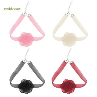 Redd สร้อยคอโชคเกอร์ ผ้าลูกไม้นิ่ม ลายดอกไม้ สีแดง สําหรับผู้หญิง เจ้าสาว งานแต่งงาน