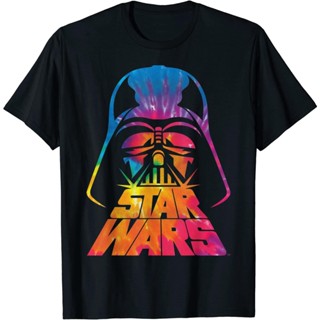 เสื้อยืดแขนสั้นStar Wars Darth Vader Tie Dye Helmet เสื้อยืดผู้ชายพิมพ์ลายกราฟิก, เสื้อแฟชั่นผู้ใหญ่เสื้อยืดลำลองแขนสั้น