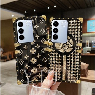 Yjd เคสโทรศัพท์มือถือ กันกระแทก ขอบตรง ลายดอกไม้ หลากสี หรูหรา สําหรับ Vivo V27 Pro V27e