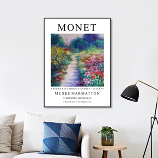 โปสเตอร์ผ้าใบ พิมพ์ลาย Claude Monet สไตล์วินเทจ สําหรับตกแต่งผนังบ้าน ห้องนั่งเล่น