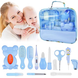 Ready Stock Baby Care Kit 13pcs/Set Grooming Set With Pouch Nasal Aspirator Thermometer Toothbrush Newborn Care Nail