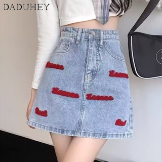 DaDuHey🎈 Womens Summer 2023 New Plus Size High Waist Denim Skirt  Students Slimming Versatile Korean Style A- line Fashion Skirt