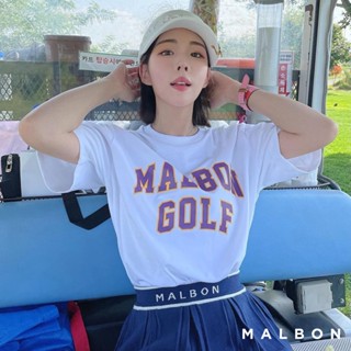 Malbon เสื้อยืดเบลาส์ แขนสั้น พิมพ์ลาย MALBON สําหรับคู่รัก เหมาะกับการเล่นกอล์ฟ