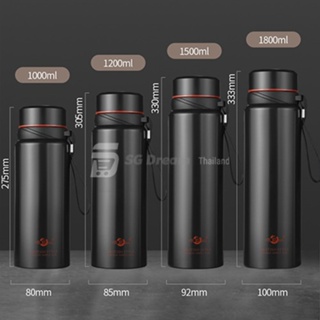 ขวดน้ำ LED Thermos Flask กระติกน้ำสแตนเลสเก็บความเย็น พร้อมหน้าจอ LED แสดงอุณหภูมิ ความจุ 600 ml l และ 1800 ml