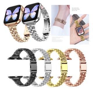 สายนาฬิกาข้อมือสเตนเลส แบบบาง หรูหรา สําหรับ Watch Ultra 2 49 มม. iWatch Series 9 8 7 SE 6 5 4 3 2 1 45 มม. 41 มม. 44 มม. 40 มม. 42 มม. 38 มม. Ultra2