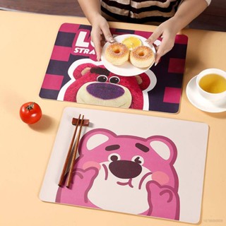 ใหม่ Toy Story Lotso แผ่นรองจาน กันความร้อน กันน้ํา และกันน้ํามัน แผ่นรองจานอาหาร การ์ตูน PVC ป้องกันการรีดโต๊ะ