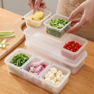 Japanese Three-compartment Food Classification Storage Box with Lid Drain Refrigerator Fresh-keeping Box