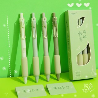 ปากกาลูกลื่น หมึกสีดํา ST Pen Nib Matcha Series Soft Grip ยืดหดได้ 4 ชิ้น