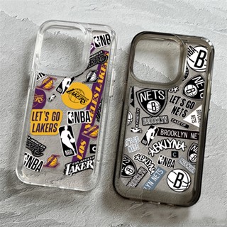 เคสโทรศัพท์มือถือแบบใส กันกระแทก ลายทีมบาสเก็ตบอล NBA joint Lakers สีเหลือง สําหรับ iPhone 14 11 13 12 X XS Pro Max xr Mini xr 7 Samsung Galaxy S23 S22 ultra plus