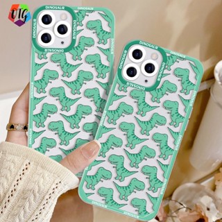 โปร่งใส อ่อน เคสโทรศัพท์ สำหรับไอโฟน 11 14 12 13 pro max 7 8 14 plus X XS Max XR SE2020 ภาพวาดไดโนเสาร์สีเขียว กรณี