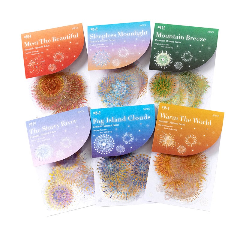 30 ชิ้นโรแมนติก Moment Series สติกเกอร์โฮโลแกรมดอกไม้ไฟสติ๊กเกอร์ตกแต่ง PET Self-Adhesive ชุดสติกเกอร์สําหรับ Scrapbooking Diy ราคา ถูกที่สุด ดีลบีเคเค แกลเลอรีภาพที่ 5