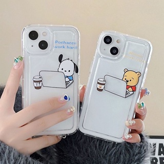 เคสโทรศัพท์มือถือซิลิโคน TPU ใส แบบนิ่ม ลายสุนัขน่ารัก กันกระแทก สําหรับ IPhone 14 13 11 12 Pro XS Max X XR 7+ 8 Plus