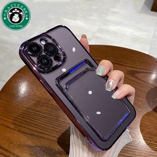 Nice เคสโทรศัพท์มือถือ ซิลิโคนนิ่ม TPU ใส กันกระแทก พร้อมช่องใส่บัตร สําหรับ IPhone 11 12 13 Pro Max 14 Plus