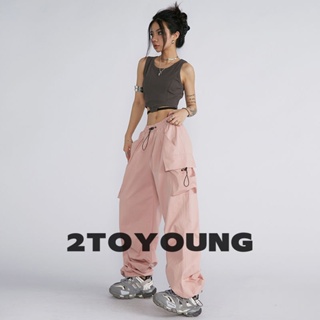 2TOYUNG กางเกงขายาวผู้หญิง กางเกงขายาว ผ้า ที่สะดวกสบาย Pants MA2103