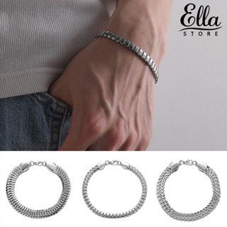 Ellastore123 กําไลข้อมือสเตนเลส รูปงู เรียบง่าย กันสนิม สีพื้น เครื่องประดับ สําหรับผู้ชาย