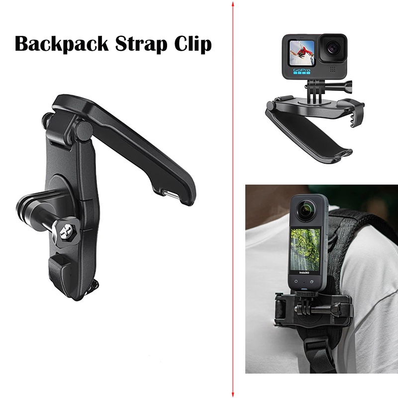 สําหรับ one X3 RS กล้องกระเป๋าเป้สะพายหลัง Clamp สําหรับ Gopro 13 12 11/DJI OSMO action 5 PRO/DJI action 3 กระเป๋าเป้สะพายหลังคลิป 360 หมุนได้ Stable Mount ผู้ถืออะไหล่