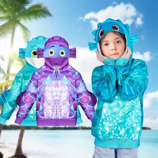 Disney Luca Alberto Sea Monster เสื้อแจ็กเก็ตกันหนาว แบบหนา มีซิป สําหรับเด็กผู้ชาย และเด็กผู้หญิง