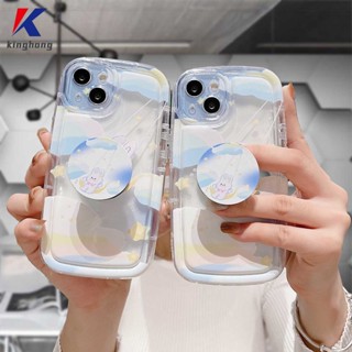 Pop socket Case For IPhone 12 11 13 14 PRO MAX 6 7 6S 8 14 Plus X XR XS MAX 11 12 13 Se 2020 6SPlus 7Plus 6Plus 8Plus 14Plus XSMAX เคสโทรศัพท์มือถือ กันกระแทก ลายกระต่ายบิน พร้อมช่องใส่บัตร สําหรับ Phone Case Cover