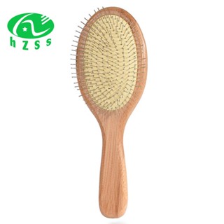 Wooden Steel  Hair Brush Pin Hairbrush Scalp Massage Improve Hair Health Wood Paddle Detangling Comb-1