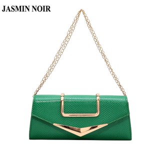 Jasmin NOIR กระเป๋าสะพายไหล่ กระเป๋าถือ ลายงู มีสายโซ่คล้อง สําหรับสตรี