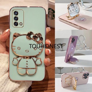 เคส Oppo A54 เคส Oppo A55 Casing Oppo A74 Cases Oppo Reno 5F Case Oppo A95 Case Oppo Reno5 Lite Case Oppo F19 Pro F19S Case Cute Anime Cartoon Vanity Mirror Hello Kitty Holder Phone Cover Case With Metal Sheet TK โทรศัพท์มือถือ ลายการ์ตูนเฮลโลคิตตีน่ารัก