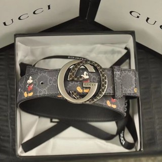 Gucci ขายดี เข็มขัดหนังวัวแท้ หัวเข็มขัดหมุนได้ อเนกประสงค์ ลายดาว แฟชั่น ระดับไฮเอนด์