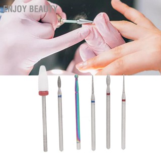  Enjoy Beauty 6 ชิ้นเซรามิกเจาะเล็บบิตความแข็งแรงสูงขัดทังสเตนเซรามิกหนังกำพร้า Remover Bits สำหรับผู้เริ่มต้นศิลปินเล็บ