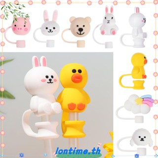 Lontime จุกซิลิโคนปิดหลอดดื่มลายการ์ตูนน่ารักกันฝุ่น 1 ชิ้น