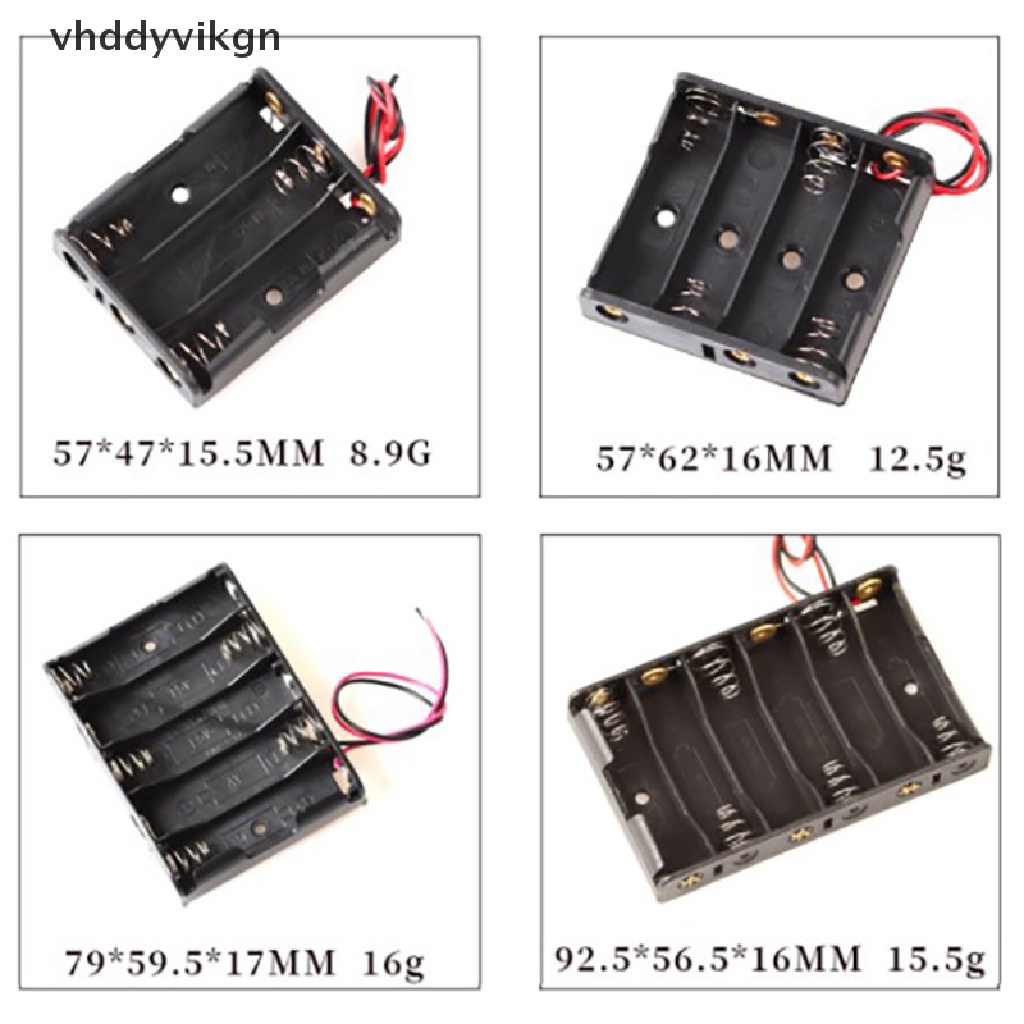 Vhdd กล่องเคสพลาสติก ขนาดมาตรฐาน AA/18650 พร้อมสายไฟ 3V สีดํา TH
