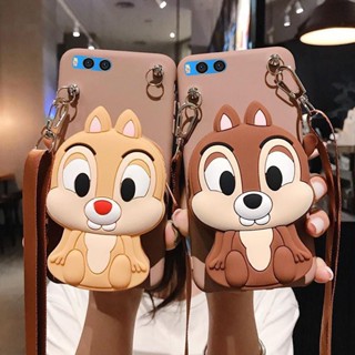 For Huawei Y7A Y6P 2020 P30 Lite P40 P50 Mate30 Mate20 Pro Nova 3 3i 4e 5T 7 7SE 7i Y9 Prime 2019 Cartoon Soft TPU Coin Back Cover Cute 3D Squirrel Wallet Bags Phone Case