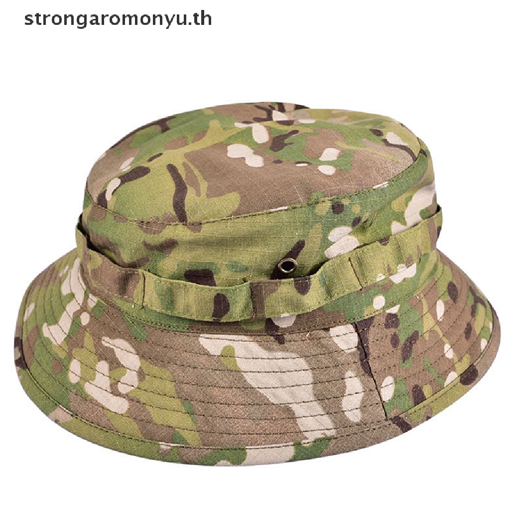 Strongaromonyu Boonie หมวกบักเก็ต ผ้าฝ้าย ลายพราง กันแดด สําหรับผู้ชาย ผู้หญิง ตกปลา