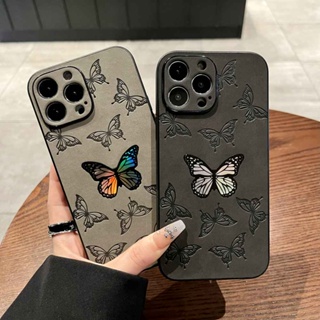 เคสโทรศัพท์มือถือแบบนิ่ม TPU ลายผีเสื้อเลเซอร์ สําหรับ iPhone X XS Max XR 11 12 13 14 15 Pro Max