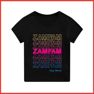 ใหม่ เสื้อยืดแขนสั้น พิมพ์ลายตัวอักษร Zamfam แฟชั่นสําหรับเด็กผู้ชาย เหมาะกับการเล่นกีฬา