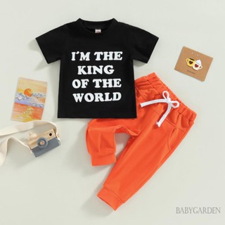 Babygarden-0-3years ชุดเสื้อยืดคอกลม แขนสั้น พิมพ์ลายตัวอักษร และกางเกง สําหรับเด็กผู้ชาย