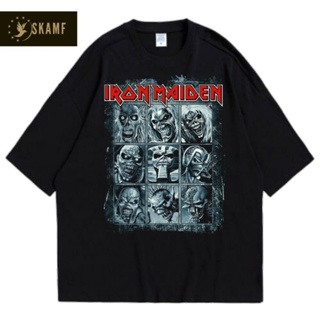 oversize T-shirt เสื้อยืด พิมพ์ลาย Iron MAIDEN BAND | เสื้อยืดแคตตาล็อก | เสื้อยืด พิมพ์ลายวงเมทัล สีดํา | Bootleg DISTR