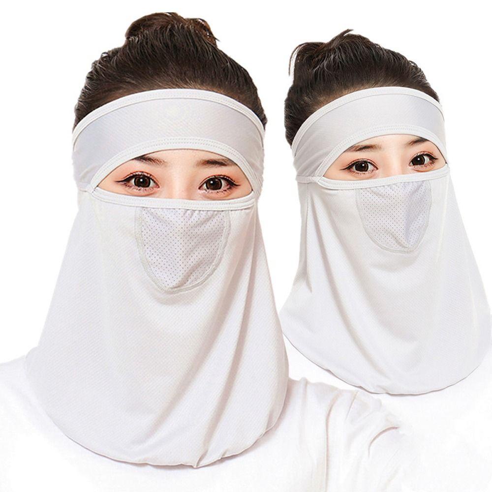 Fuzou หน้ากากกันแดด uv ผ้า ปิด หน้า จีน หน้ากาก กันแดด ฤดูร้อน เดินป่า หน้ากาก ปรับได้ กลางแจ้ง ผ้าเรยอน สีพื้น ป้องกันรังสียูวี ผ้าพันคอ ป้องกันแสงแดด หน้ากาก ปกปิดหน้า ผู้หญิง คอ