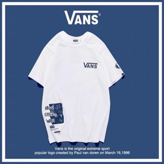 Vans เสื้อยืดแขนสั้นลําลอง ผ้าฝ้าย พิมพ์ลาย แฟชั่นฤดูใบไม้ผลิ และฤดูร้อน สําหรับผู้ชาย และผู้หญิง