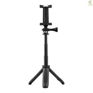 Portable Foldable Mini Desktop Tripod Phone Holder with 3 Sections Extendable Adjustable Phone Clip Length for Smartphone Vlog Recording Selfie Live Stream