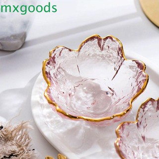 Mxgoods ชามแก้ว ลายดอกซากุระ สีทอง สไตล์ญี่ปุ่น สําหรับใส่ซอส ผลไม้
