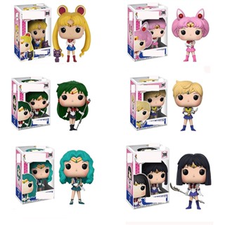 ตุ๊กตาฟิกเกอร์ Pop Funko Sailor Moon Chibi Lua Pluto Luna Uranus Saturno Neptune ของเล่นสําหรับเด็ก