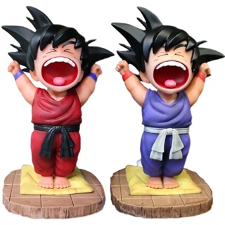 โมเดลฟิกเกอร์ PVC รูปปั้นอนิเมะ Dragon Ball Q Version Yawn Goku ขนาด 16 ซม. ของเล่นสําหรับเด็ก