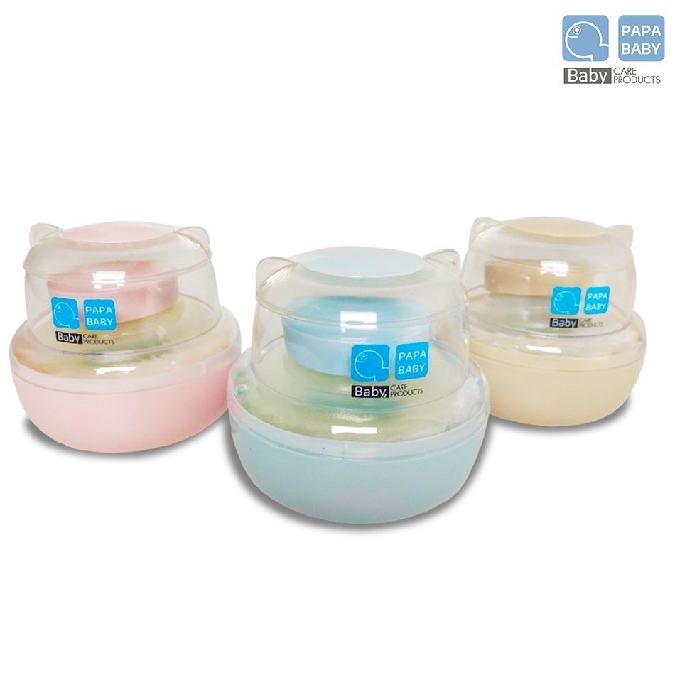 O0027 ตลับพู่แป้ง ตลับแป้งเด็ก พัฟขนนิ่ม กล่องใส่แป้งฝุ่นสำหรับเด็ก มีฝาปิดอย่างดี ปาป้าเบบี้ Papa Baby