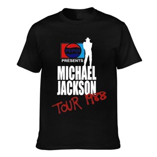 ju Michael Jackson Bad 1988 Pepsi Tour T-Shirts With Short Sleeves Anime Clothes MenS T-Shirts _03