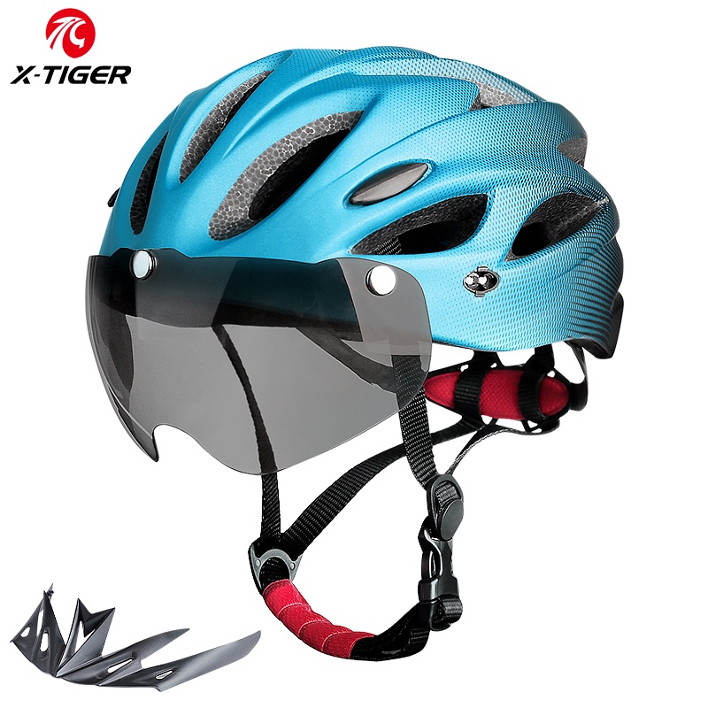 X-tiger หมวกกันน็อค พร้อมไฟท้าย LED โหมดคู่ น้ําหนักเบา ระบายอากาศ สําหรับผู้ใหญ่ ขี่จักรยาน