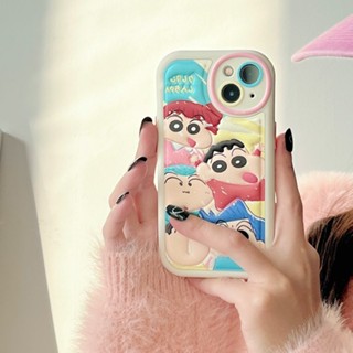 【หนังนูน】เคสโทรศัพท์มือถือ แบบนิ่ม ลายการ์ตูนชินจัง สําหรับ IPhone 11 12 13 14 Pro Max 14 Plus